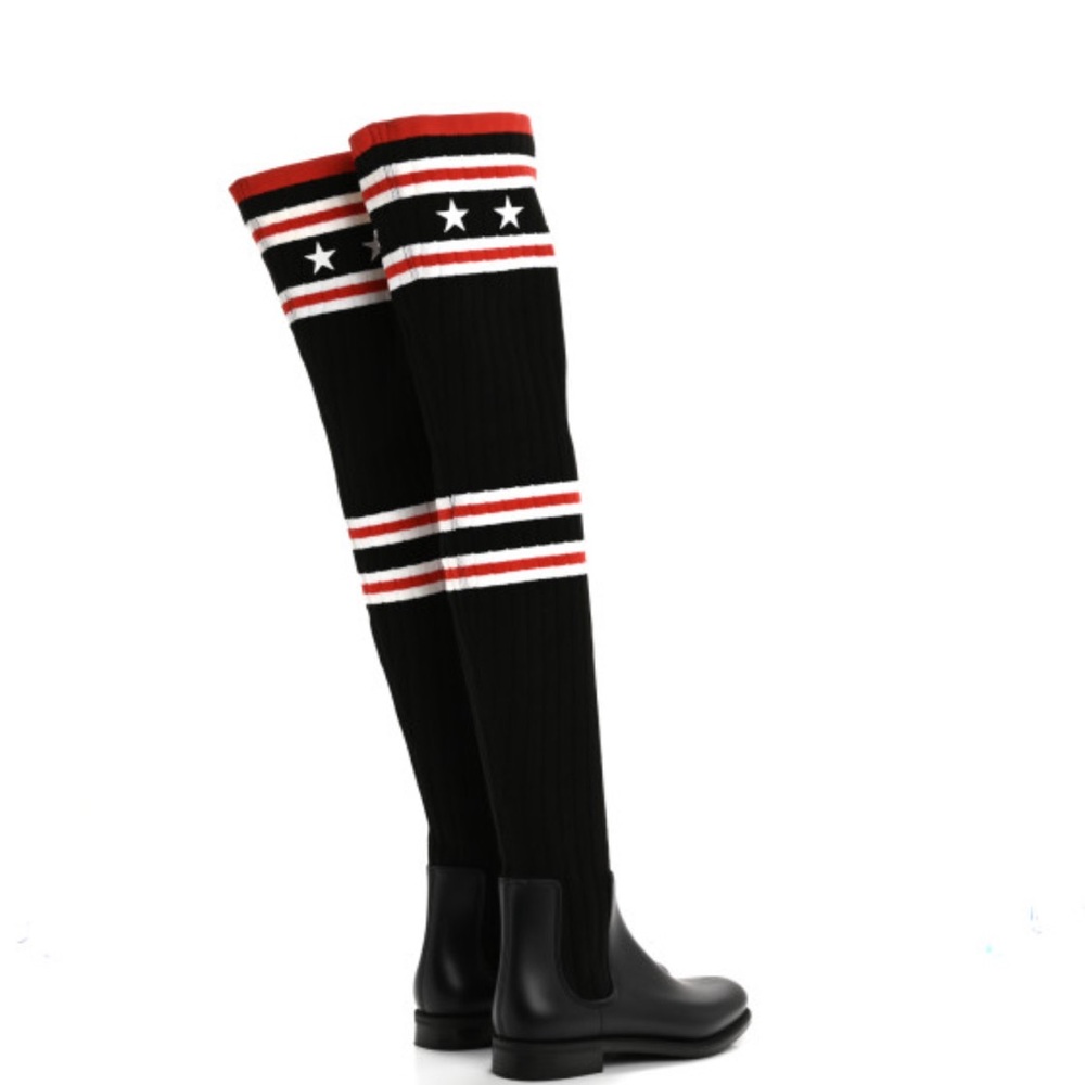 Givenchy Knit Rubber Storm Over The knee Star Patterned Boots - Picture 9 of 11